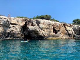 Photo of aerial view of beach Centinera in Banjole, Croatia.