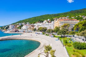 Photo of aerial view of the town of Fazana, Croatia.