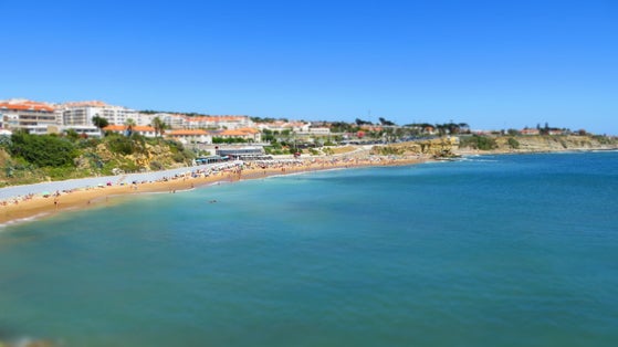 TILT SHIFT EFFECT - The Praia de São Pedro do Estoril is one of the better beaches along the Lisbon coastline. The beach offers a wide sandy beach and clean waters.