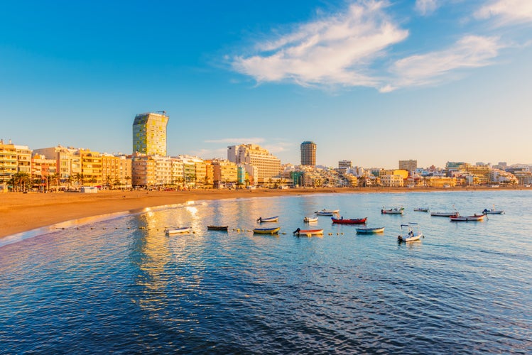 Photo of city Beach of Las Palmas, capital of Gran Canaria.