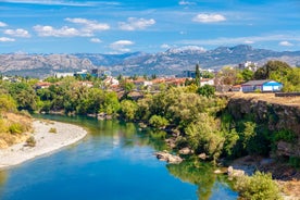 Photo of panoramic aerial view of old town of Budva, Montenegro.