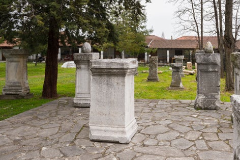 PHOTO OF Exponates near the Archaeological Museum of Dion, Pieria, Central Macedonia, Greece.