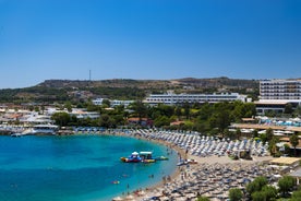 Photo of aerial view of waterfront view to the most popular village of Kallithea. It is located in the first peninsula of Halkidiki, Greece.