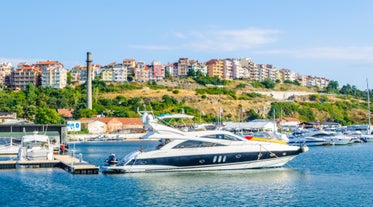 Photo of aerial view of Bulgarian town Sozopol.