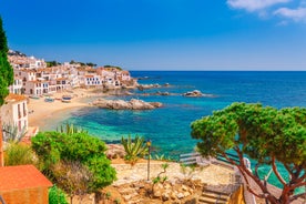 Photo of panoramic aerial view of beautiful Blanes in Costa Brava on a beautiful summer day, Spain.