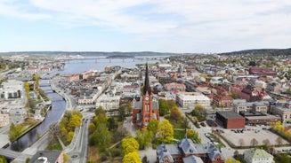 Stockholm old town (Gamla Stan) cityscape from City Hall top, Sweden.