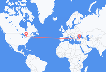 토론토에서 출발해 앙카라로 향하는 항공편