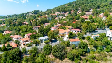 Photo of aerial view of the Earthfill dam (aka Embankment Dam) in Yermasoyia ,Limassol, Cyprus. 