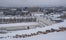 Winter view of the Lithuanian National Museum and the Museum of Applied Art with Neris river and Vilnius downtown in the background, as seen from Gediminas Tower hill, Vilnius, Lithuania