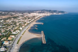 Photo of aerial view of coast at Calafell cityscape with modern apartment buildings, Spain.