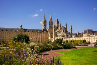 Photo of beautiful city Saint-Brieuc with ancient half-timbered houses, Brittany region, France.