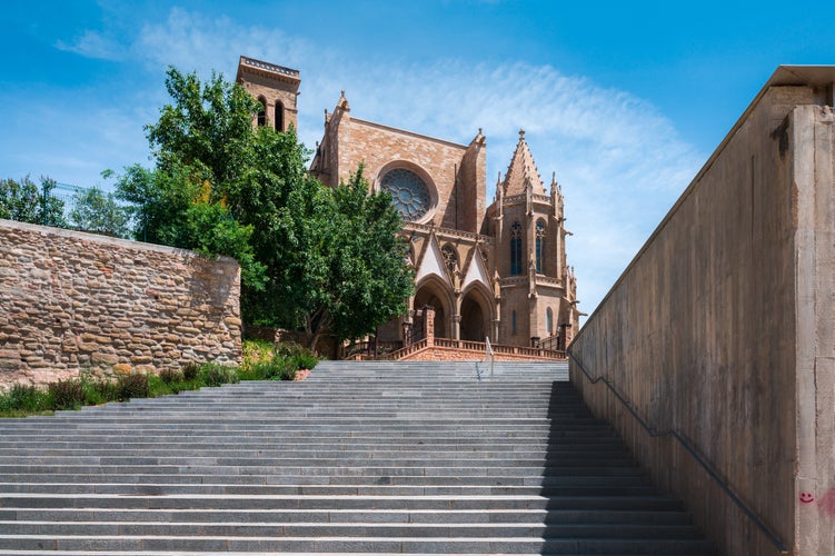 Photo of stairs in front of The church of Santa Maria at Manresa, Catalonia, Spain.