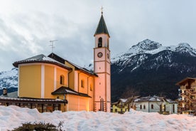 Photo of aerial view of Andalo, turistic town in the Dolomites, Trentino, Italy.