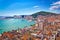 Photo of Split waterfront and Marjan hill aerial view, Dalmatia, Croatia.