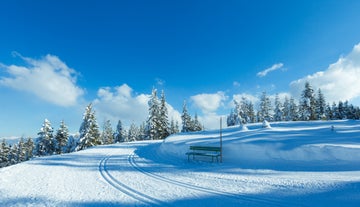 photo of beautiful view in Filzmoos at snowy winter in Austria.