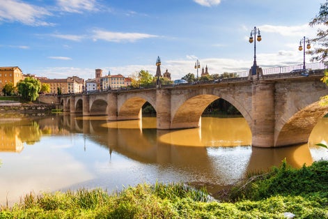 Photo of Puente de Piedra (Stone bridge) in Logrono, La Rioja region, Spain 