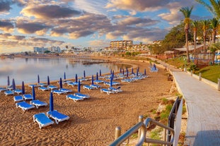 Photo of aerial view of Ayia Napa cityscape, Cyprus.