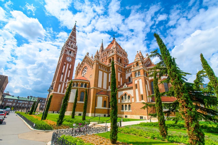 photo of view of The Votive Church and Cathedral of Our Lady of Hungary in Szeged, Hungary.