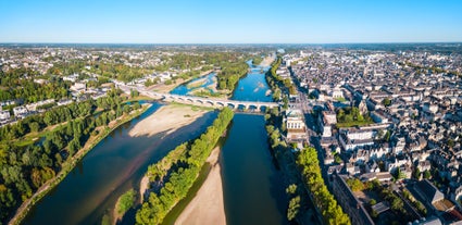 Photo of Tours aerial panoramic view. Tours is a city in the Loire valley of France.