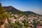 Photo of scenic aerial sunset view over the picturesque coastal town of Kyparissia located in northwestern Messenia, Trifylia, Peloponnese, Greece.