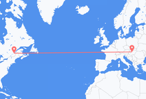 퀘벡시티 출신 출발해 부다페스트로 향하는 항공편