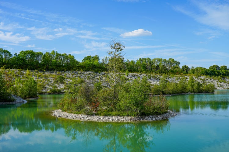 Photo of  of the Dyckerhoff lake in Beckum. Quarry west. Blue Lagoon in Beckum ,Germany.