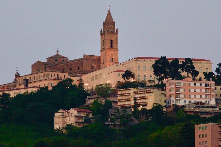 Photo of the city of Chieti with the cathedral of San Giustino, Abruzzo Italy.