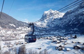 photo of Winter landscape in Grindelwald at sunrise, behind the Mittelhorn and Wetterhorn, Wetterhorn, Interlaken-Oberhasli, Bernese Oberland, Canton of Bern, Switzerland.