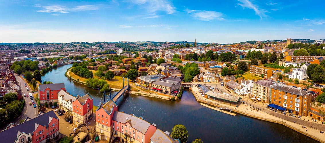 Aerial view of Exeter in summer day, UK