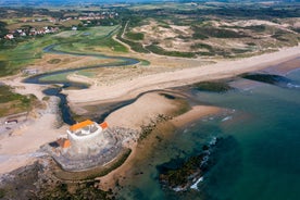 Photo of aerial view overlooking the town of Boulogne-sur-Mer, France.