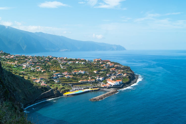 Photo of Side view of the village Ponta Delgada at the North coast of Madeira Island, Portugal.