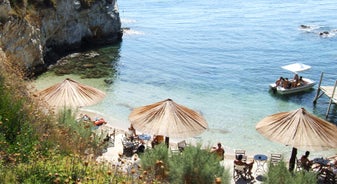 Photo of aerial view of famous sea turtle hatching area of Laganas as seen from Agios Sostis, Zakynthos island, Ionian Greece.