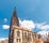 St. Lamberti - Roman Catholic church from below. St. Lamberti in Muenster. Town in North Rhine Westphalia, Germany, Europe