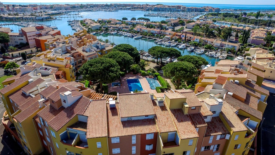 photo of view of aerial view of the port of Cap d'Agde in France.