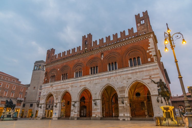 Photo of Palazzo Gotico in the center of Italian town Piacenza, Italy.