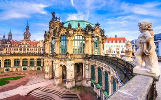 Photo of aerial view of the new town hall and the Johannapark at Leipzig, Germany.