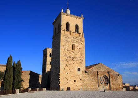 photo of Stone facade of Santa Maria la Mayor Church in Trujillo, medieval town in the province of Cáceres, Spain.
