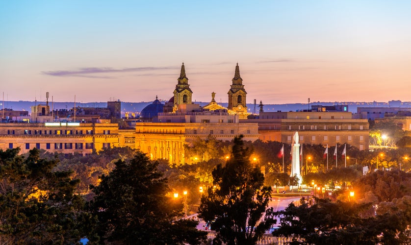 Photo of view of Evening view of Floriana town in Malta.