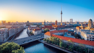 Berlin cityscape with Berlin cathedral and Television tower, Germany.