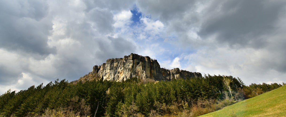 The Bismantova Rock (Pietra di Bismantova) located near to Castelnovo nè Monti, Reggio Emilia, Italy