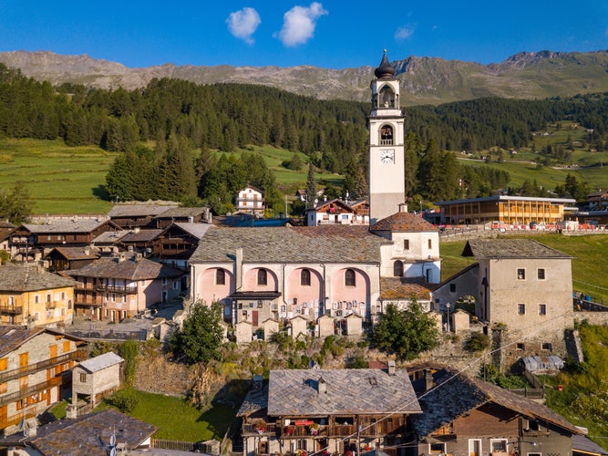 Aerial view of Ayas, Aosta, Italy