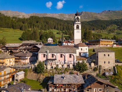 Aerial view of Ayas, Aosta, Italy