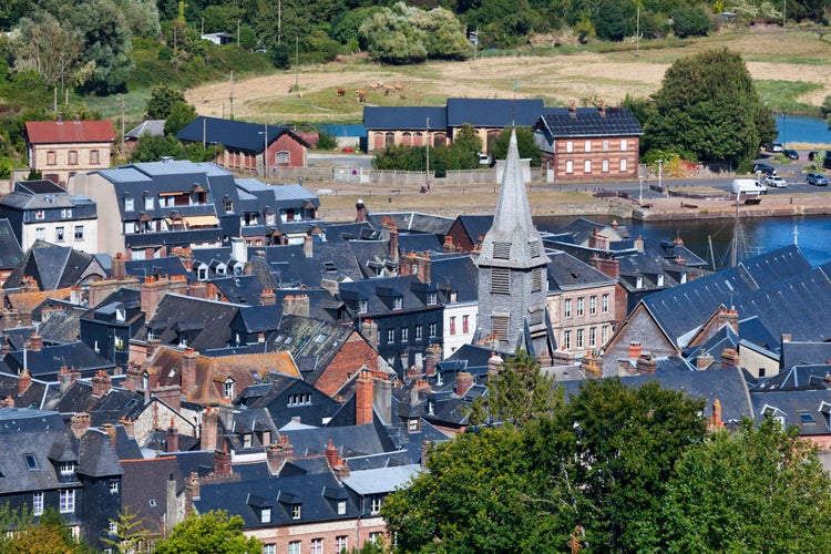 photo of view of Aerial view of the Clocher Sainte-Catherine in Honfleur, Calvados.