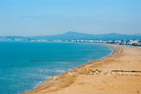 photo of sunny summer view from flying drone of Cattolica town, Province of Rimini. Fantastic sunrise on east coast of Adriatica sea, Italy, Europe.