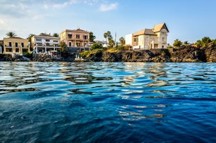 Photo of Isola Bella rocky island in Taormina, Italy.