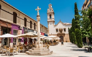 Photo of Javea Xabia skyline view from Mediterranean sea Alicante Spain.