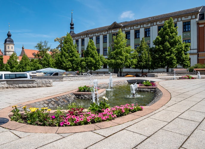 Fountain in the old town of Riesa in Saxony