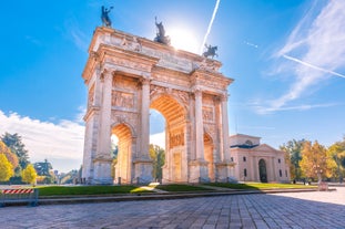 High dynamic range (HDR) Aerial view of the city of Milan, Italy.