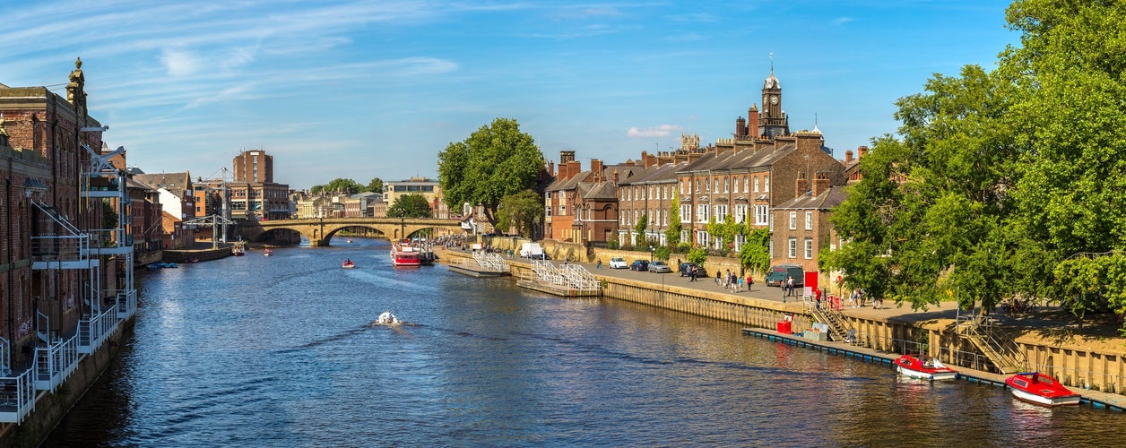 Photo of panorama of River Ouse in York in North Yorkshire in a beautiful summer day, England, United Kingdom.