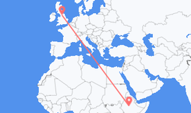 Flights from Ethiopia to England